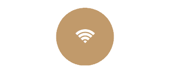 Wi-Fi signal icon in a circular design.